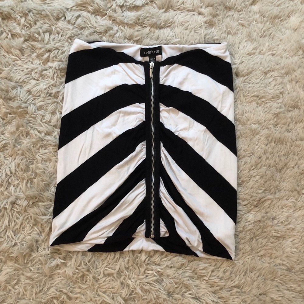 Bebe Black & White Mini Skirt XS